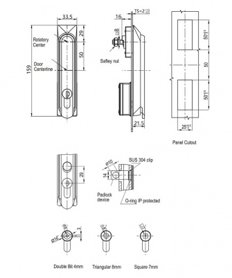 Замок с поворотной ручкой 2202
