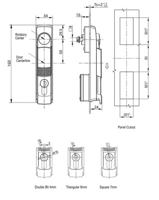 Замок с поворотной ручкой 2204