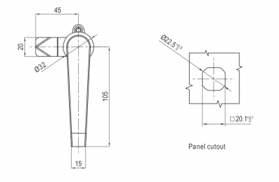 Замок-ручка на четверть поворота из нержавеющей стали 